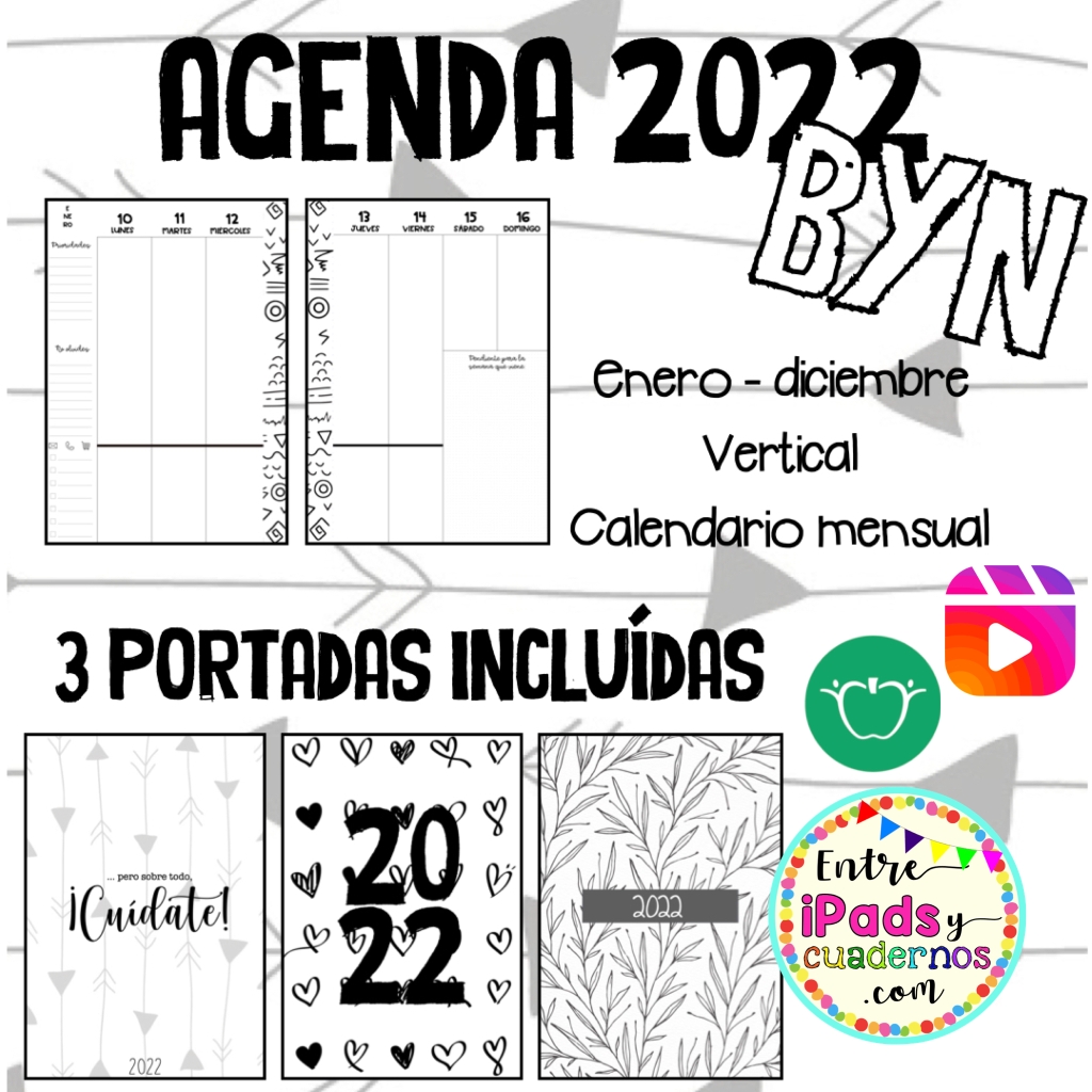 Agenda 2022 Blanco y Negro EntreiPadsyCuadernos – Entre iPads y Cuadernos